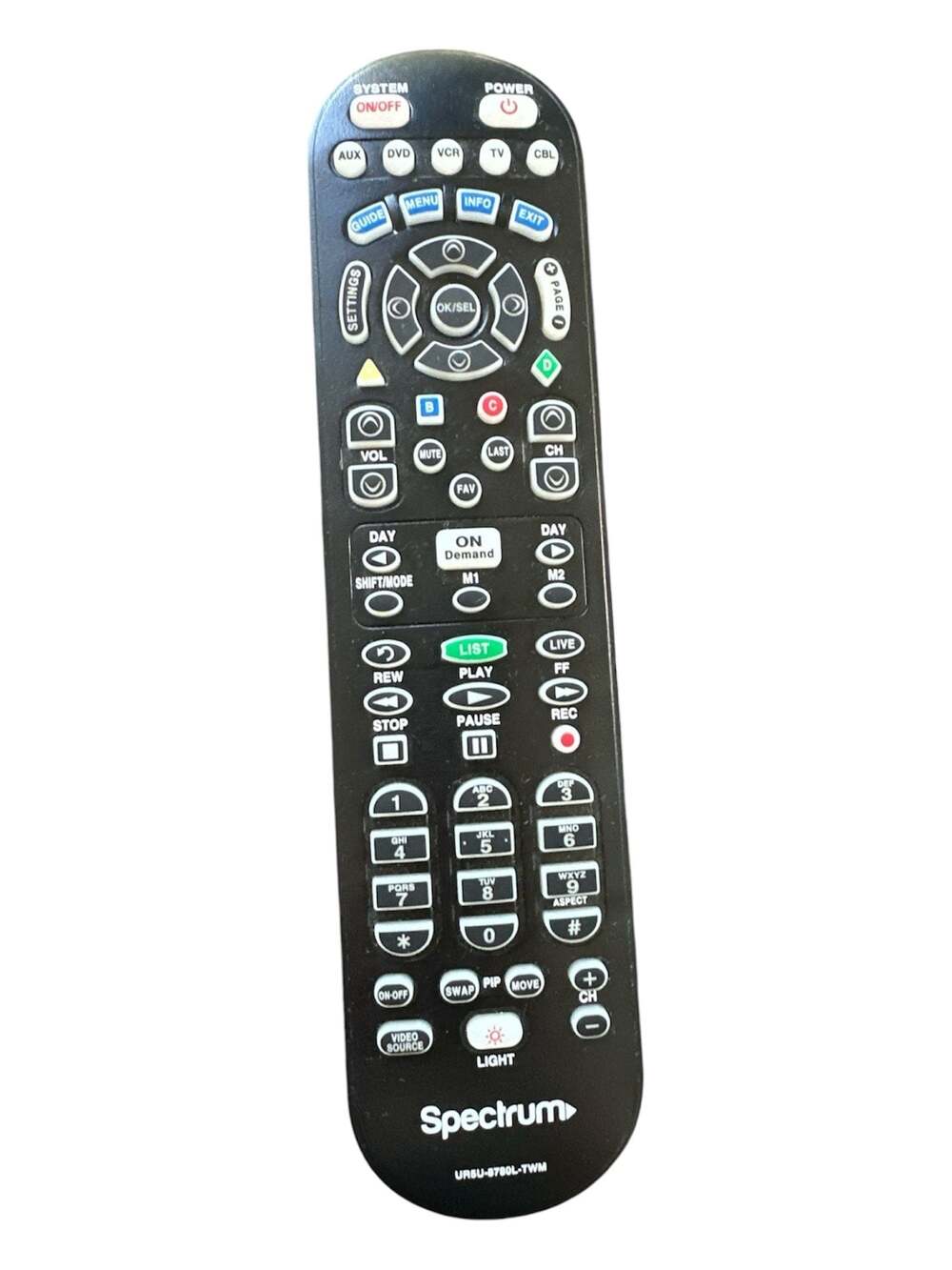 Spectrum ClikR-5 UR5U-8780L-TWM Universal Cable TV Remote Control